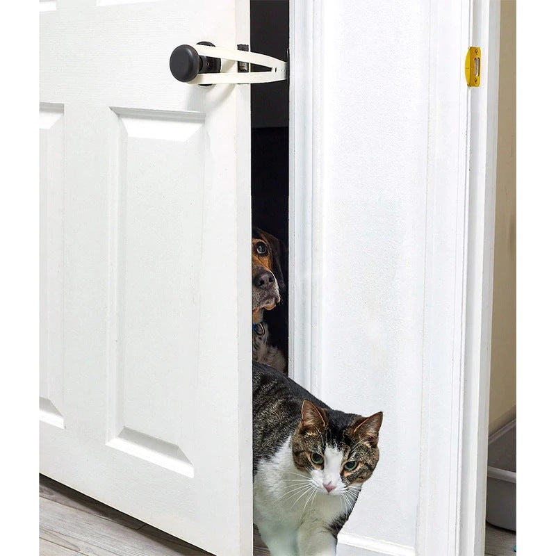 Adjustable Cat Door Holder Latch Pet Door Alternative Flex Latch Strap Keeps Dogs Out Safety Hooks Cat Door Stopper