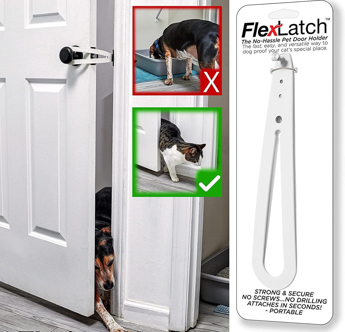 Adjustable Cat Door Holder Latch Pet Door Alternative Flex Latch Strap Keeps Dogs Out Safety Hooks Cat Door Stopper