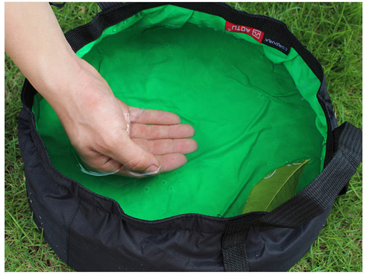 Outdoor Water Bucket 8.5L Hiking Nylon Portable Collapsible Wash Basin Bag Reusable Large Capacity Backpacking Bucket