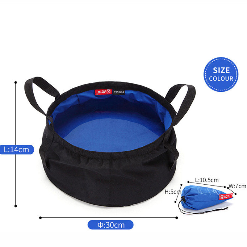 Outdoor Water Bucket 8.5L Hiking Nylon Portable Collapsible Wash Basin Bag Reusable Large Capacity Backpacking Bucket