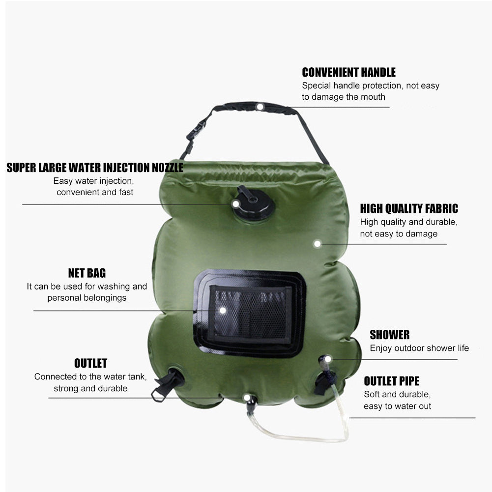 Camping Heated Shower Toilet Bag 20L