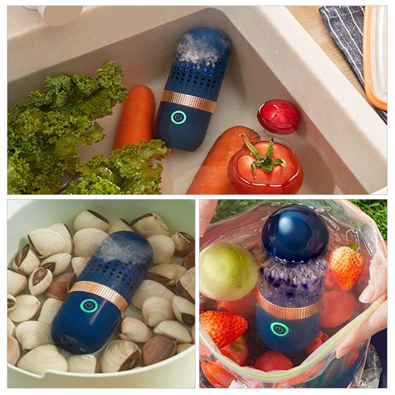 Capsule style portable waterproof wireless food purifier for fruits and vegetables