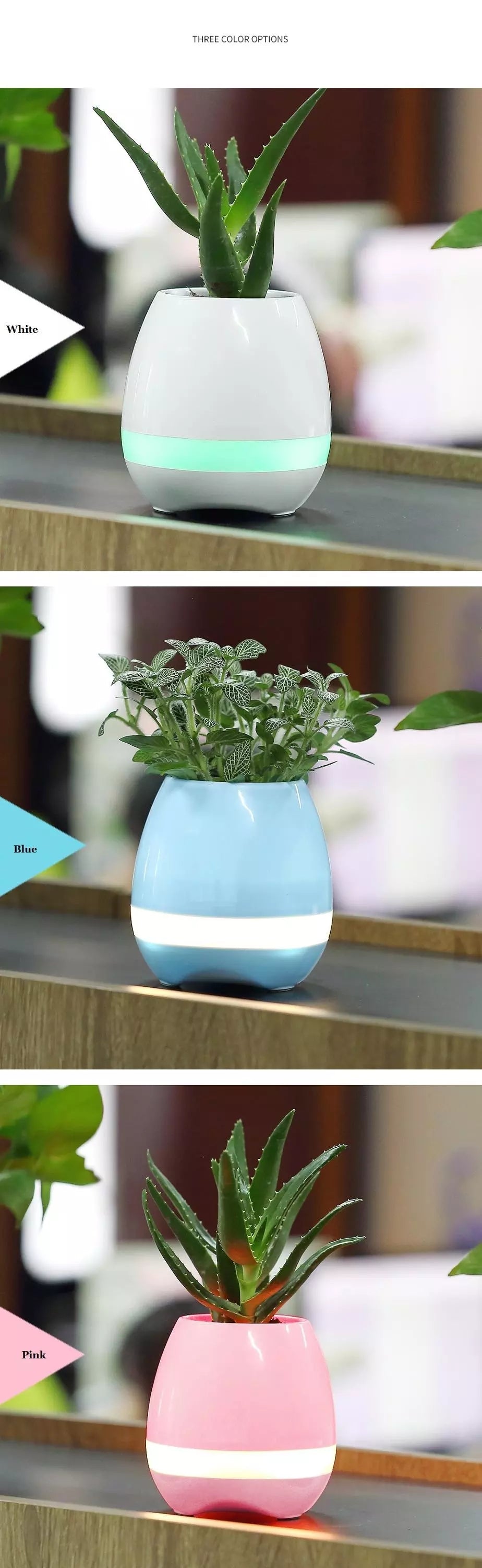 Modern LED Color changing Light Plastic Planter Flower Pot Play Piano Smart Music Flower Pot