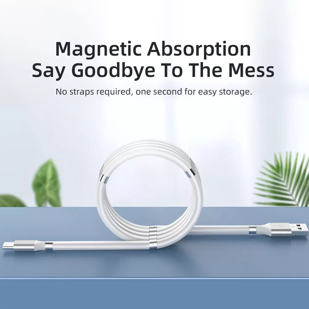 Magic Rope Magnetic Data Cable for Android IOS Type C Micro USB Magnetic Charging Cable Self Winding Data Cable Fast Charging