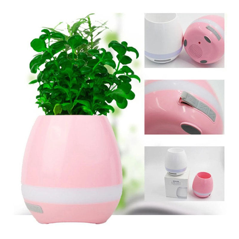 Modern LED Color changing Light Plastic Planter Flower Pot Play Piano Smart Music Flower Pot