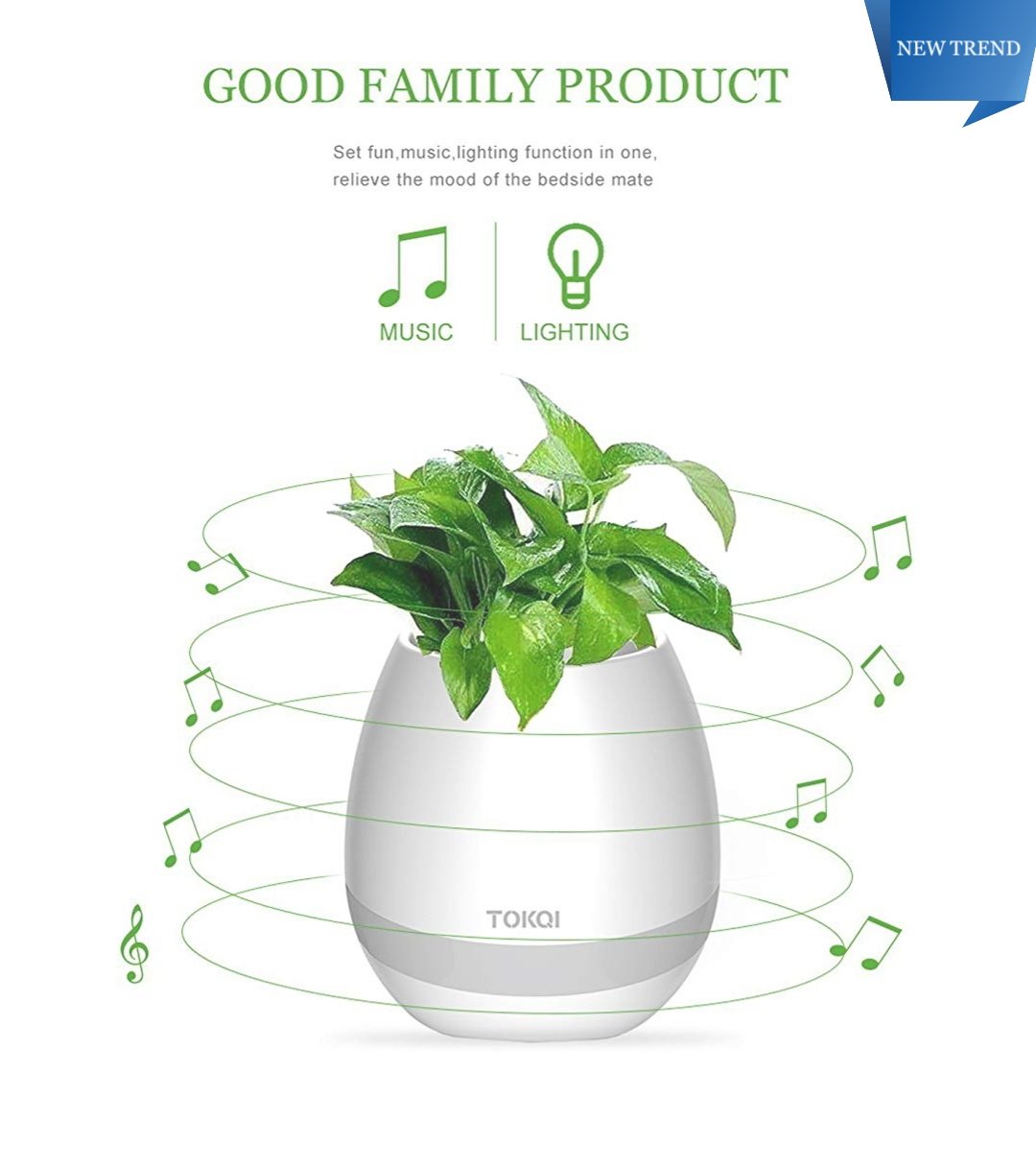 Modern LED Color changing Light Plastic Planter Flower Pot Play Piano Smart Music Flower Pot